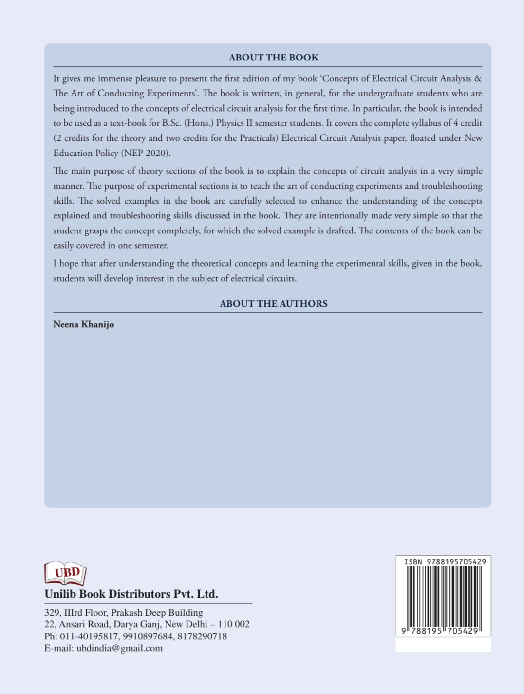 Concepts of Electrical Circuit Analysis & The Art of Conducting Experiments | Electrical Circuit Analysis Textbook for B.Sc. (Hons.) Physics Students | Theory, Practical Experiments & Troubleshooting | Neena Khanijo - Image 3